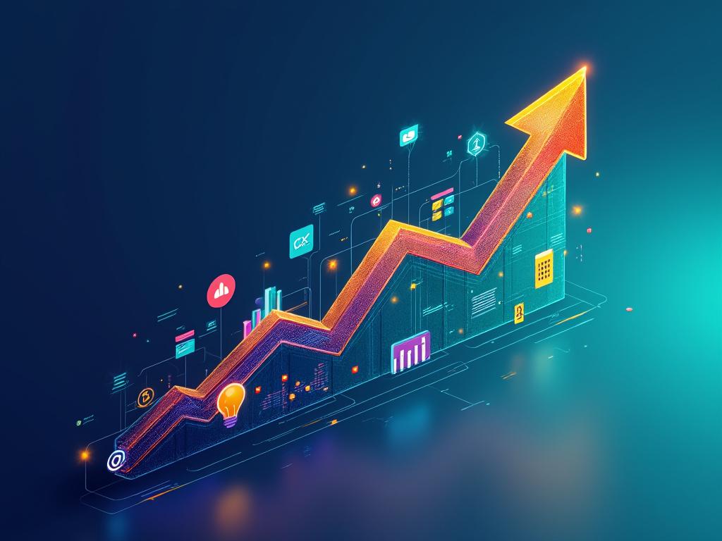 Graphique fléché montrant la croissance économique numérique.